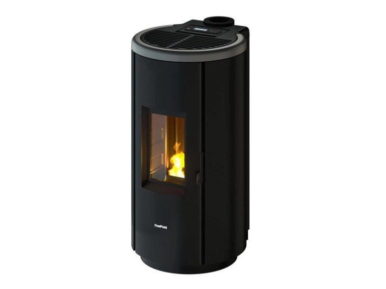 Freepoint Chrome 7 salamandra a pellets em aço cinzento-titânio 7 kW