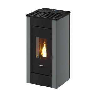 Freepoint Shar salamandra a pellets em aço cinzento-titânio 7 kW