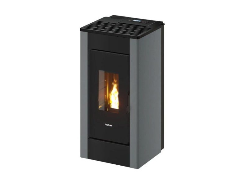 Freepoint Shar salamandra a pellets em aço cinzento-titânio 7 kW