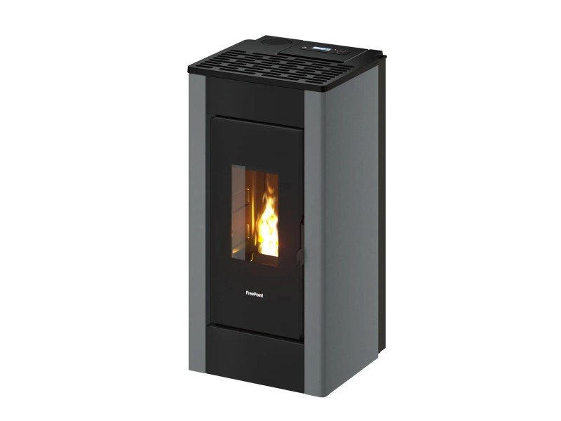 Freepoint Shar salamandra a pellets em aço cinzento-titânio 7 kW