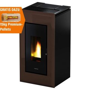 Freepoint Vega salamandra a pellets em aço castanho 10,5 kW com controlo automático