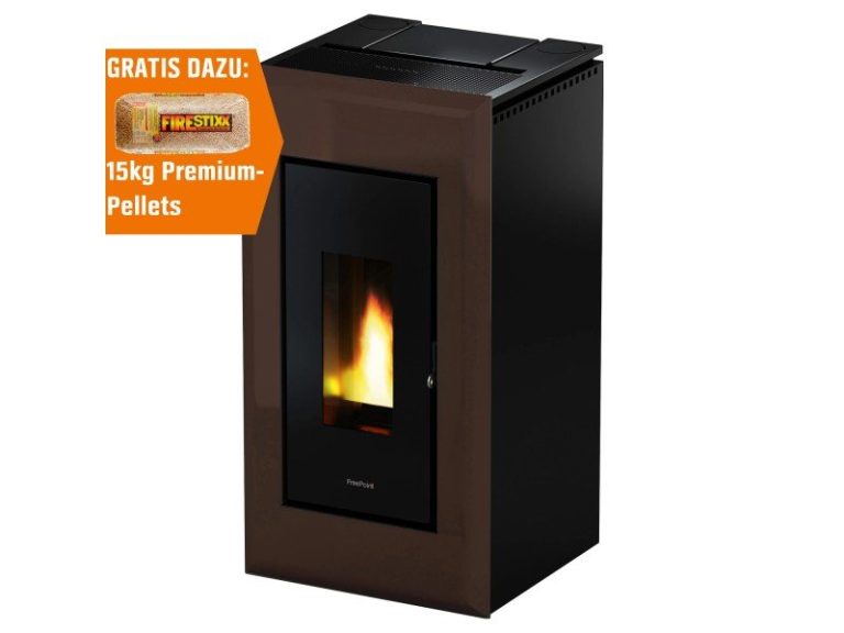 Freepoint Vega salamandra a pellets em aço castanho 10,5 kW com controlo automático