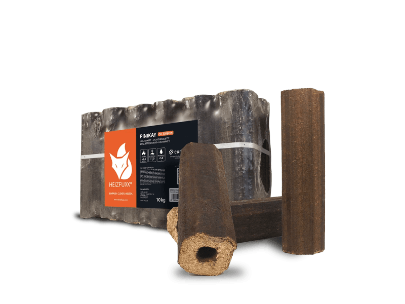Heizfuxx PiniKay Octagon briquetes de madeira dura – 96 embalagens de 10 kg – palete 960 kg