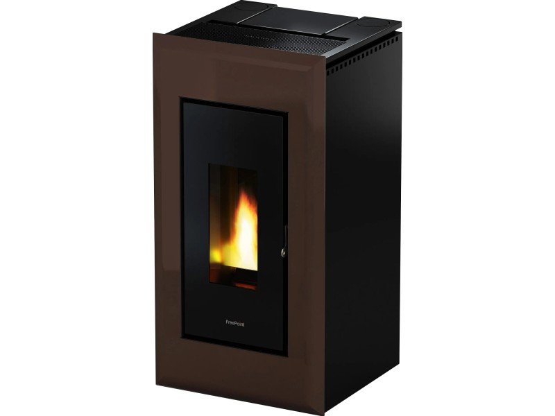 Freepoint Vega salamandra a pellets em aço castanho 10,5 kW com controlo automático