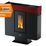 Freepoint Moon salamandra a pellets em aço Bordeaux 10 kW com controlo automático