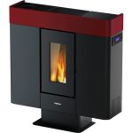 Freepoint Moon salamandra a pellets em aço Bordeaux 10 kW com controlo automático