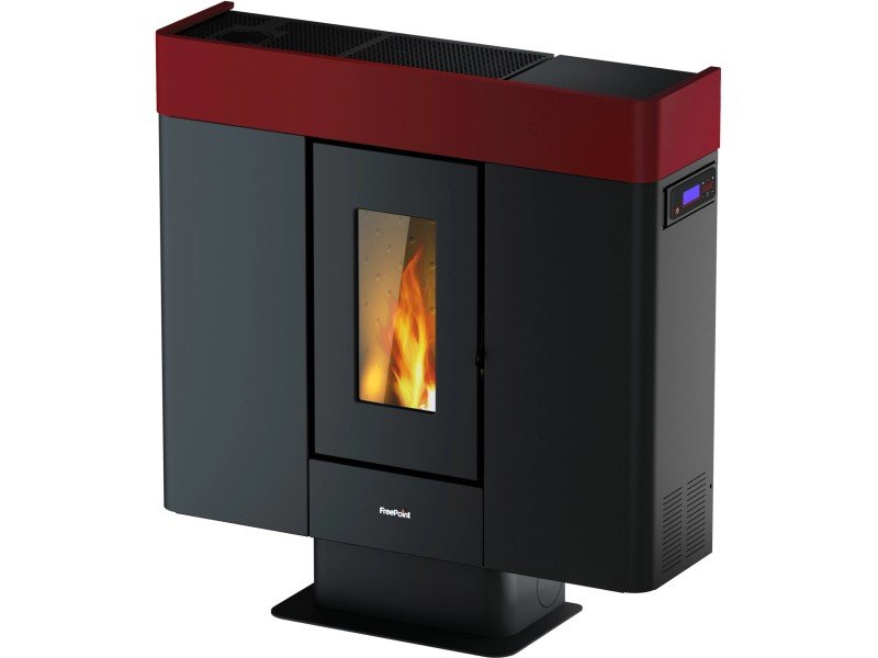 Freepoint Moon salamandra a pellets em aço Bordeaux 10 kW com controlo automático