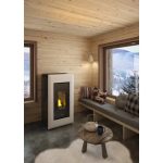 Freepoint Vega salamandra a pellets em aço branca 10,5 kW com controlo automático