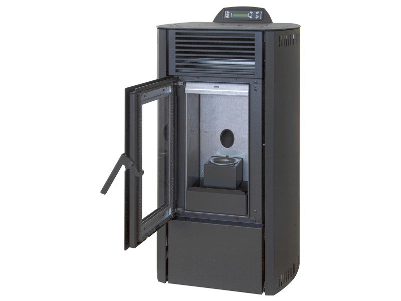 Rowi salamandra a pellets em aço preta 8,7 kW