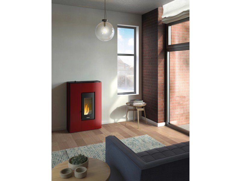 Freepoint Atri salamandra a pellets em metal Bordeaux 4,9 kW