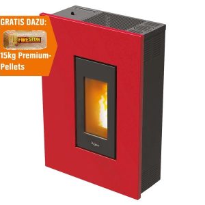 PEGASO Madison salamandra a pellets em aço Bordeaux 5,3 kW com controlo automático