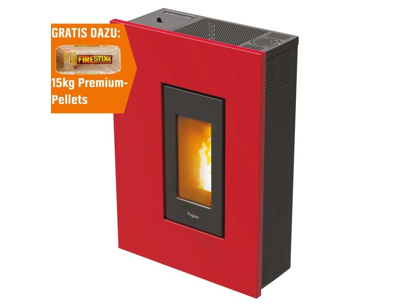 PEGASO Madison salamandra a pellets em aço Bordeaux 5,3 kW com controlo automático