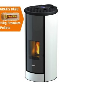 Freepoint Breeze salamandra a pellets em aço branca 9,1 kW com controlo automático