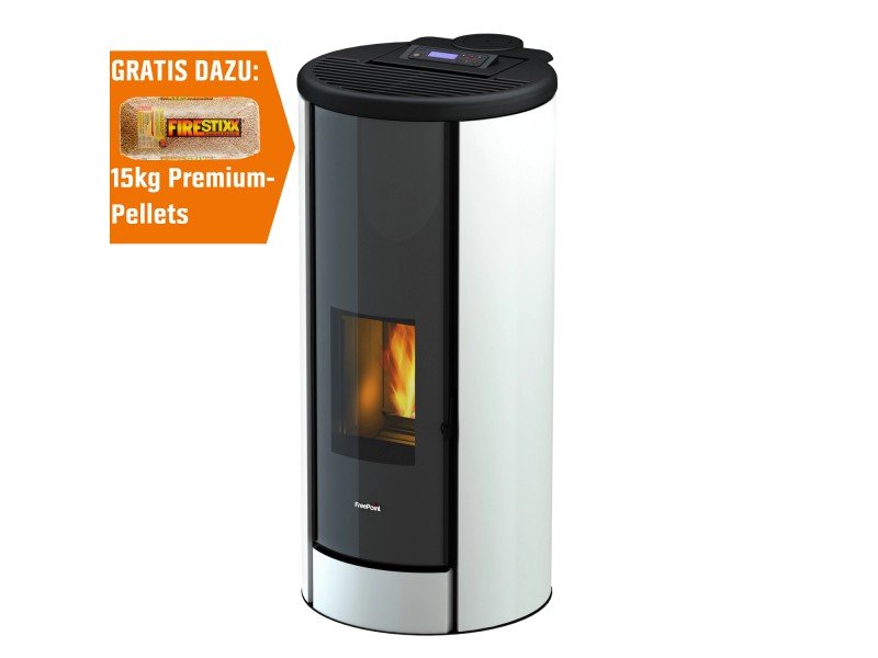Freepoint Breeze salamandra a pellets em aço branca 9,1 kW com controlo automático