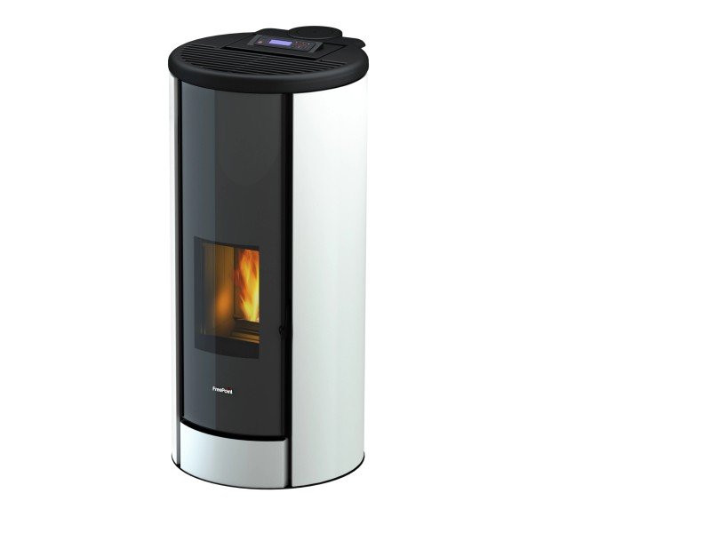 Freepoint Breeze salamandra a pellets em aço branca 9,1 kW com controlo automático