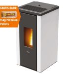 PEGASO Salamandra a pellets Vera em aço branco 7 kW com controlo automático