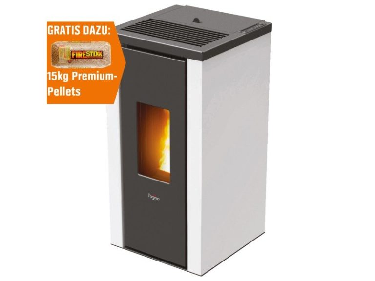 PEGASO Salamandra a pellets Vera em aço branco 7 kW com controlo automático