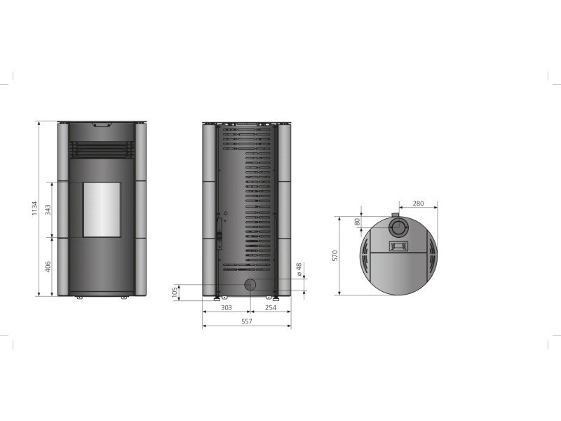Justus Norta salamandra a pellets em aço taupe 8 kW com controlo automático