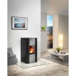 Justus Sirkos Aqua 2.0 salamandra hidro a pellets em aço preta 9,4 kW
