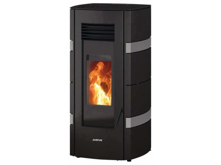 Justus Sia salamandra a pellets em aço preto-cinzento 8 kW com controlo automático