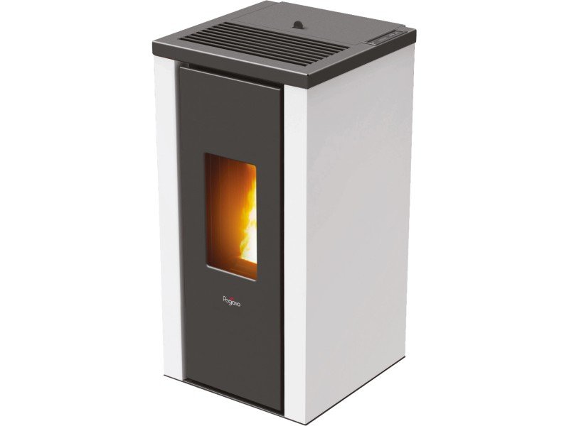 PEGASO Salamandra a pellets Vera em aço branco 7 kW com controlo automático