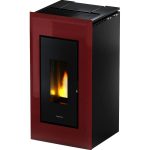 Freepoint Vega salamandra a pellets em aço Bordeaux 10,5 kW com controlo automático