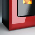 Freepoint Vega salamandra a pellets em aço Bordeaux 10,5 kW com controlo automático