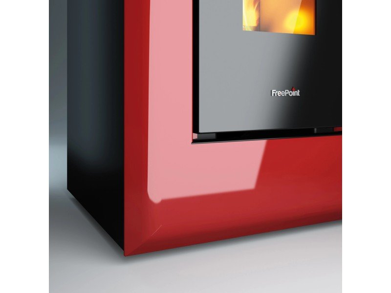 Freepoint Vega salamandra a pellets em aço Bordeaux 10,5 kW com controlo automático
