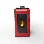 Freepoint Vega salamandra a pellets em aço Bordeaux 10,5 kW com controlo automático