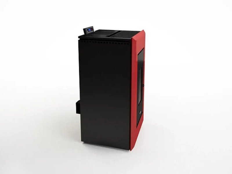 Freepoint Vega salamandra a pellets em aço Bordeaux 10,5 kW com controlo automático