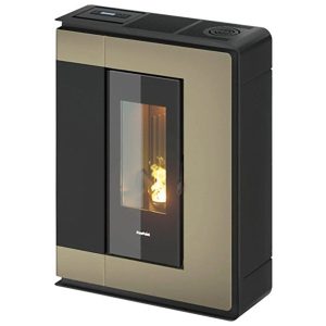 Freepoint Arco salamandra a pellets em aço bronze 7 kW com controlo automático
