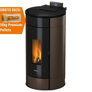 Freepoint Globe salamandra a pellets em aço castanho 10,5 kW com controlo automático