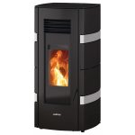 Justus Sia salamandra a pellets em aço preto-branco 8 kW com controlo automático