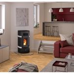 Justus Sia salamandra a pellets em aço preto-branco 8 kW com controlo automático