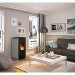 Justus Sirkos Aqua 2.0 salamandra hidro a pellets em aço taupe 9,4 kW