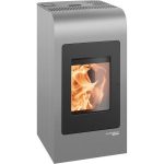 Haas+Sohn HSP 2.rounded salamandra a pellets em aço cinzento-preto 8 kW com controlo automático