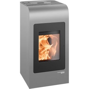 Haas+Sohn HSP 2.rounded salamandra a pellets em aço cinzento-preto 8 kW com controlo automático
