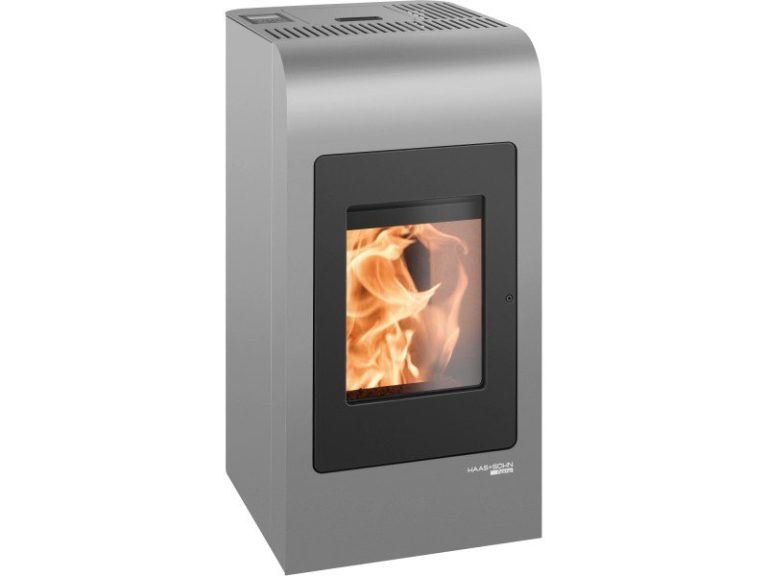 Haas+Sohn HSP 2.rounded salamandra a pellets em aço cinzento-preto 8 kW com controlo automático