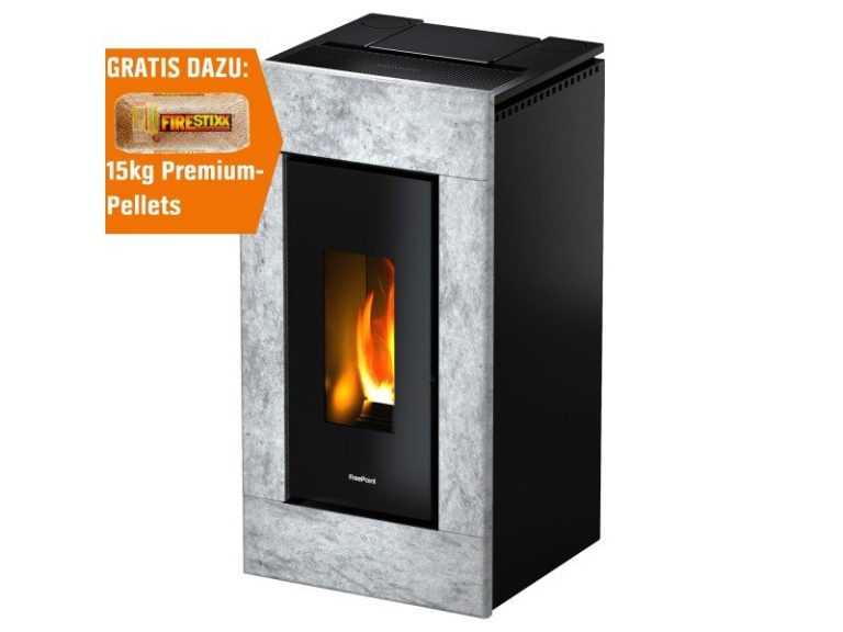 Freepoint Vega salamandra a pellets em pedra natural 10,5 kW com controlo automático