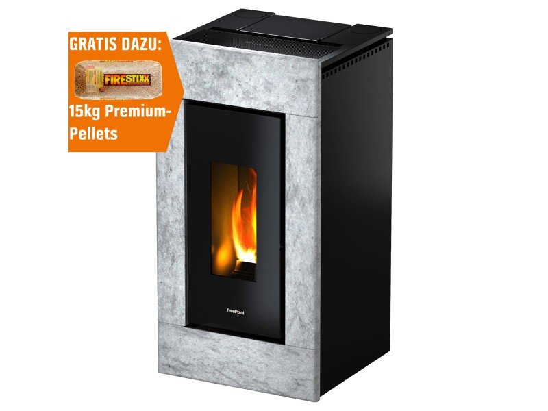 Freepoint Vega salamandra a pellets em pedra natural 10,5 kW com controlo automático