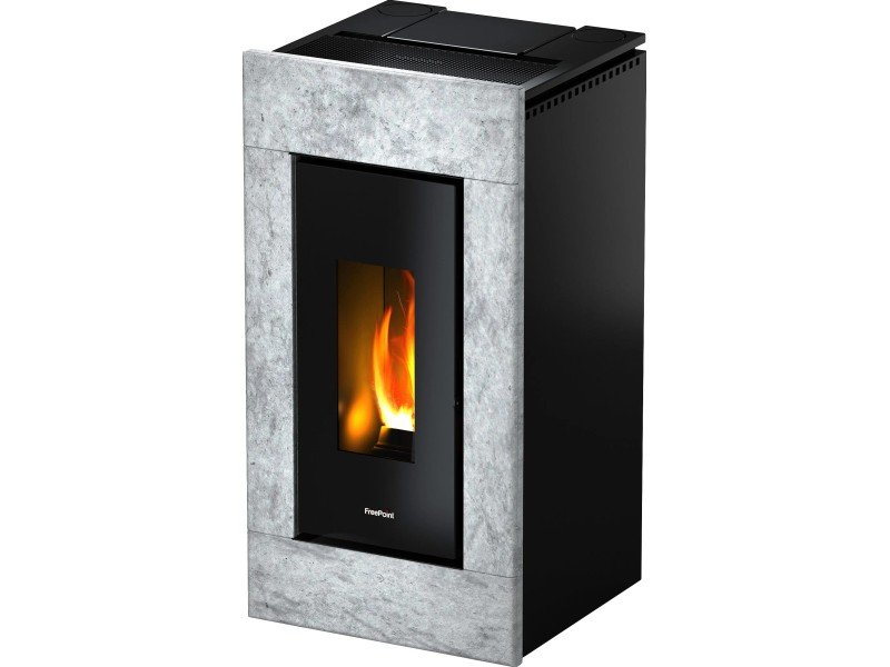 Freepoint Vega salamandra a pellets em pedra natural 10,5 kW com controlo automático