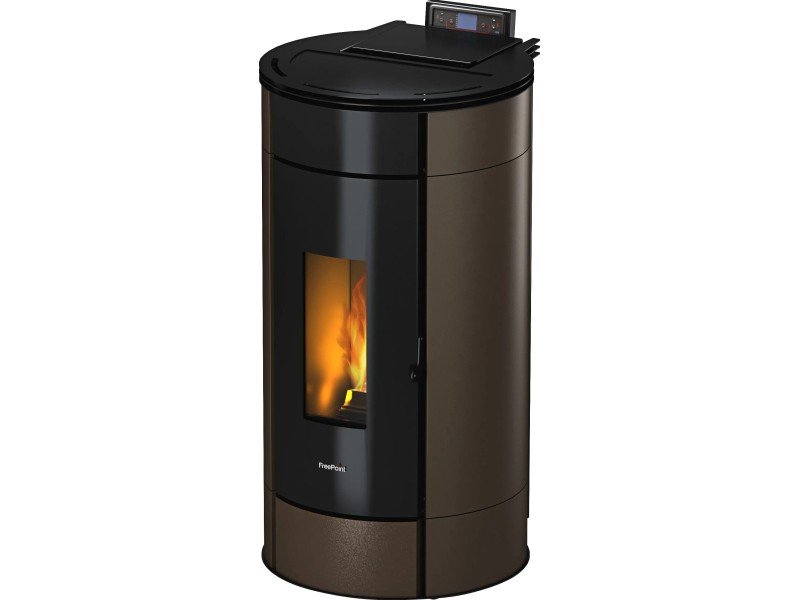 Freepoint Globe salamandra a pellets em aço castanho 10,5 kW com controlo automático
