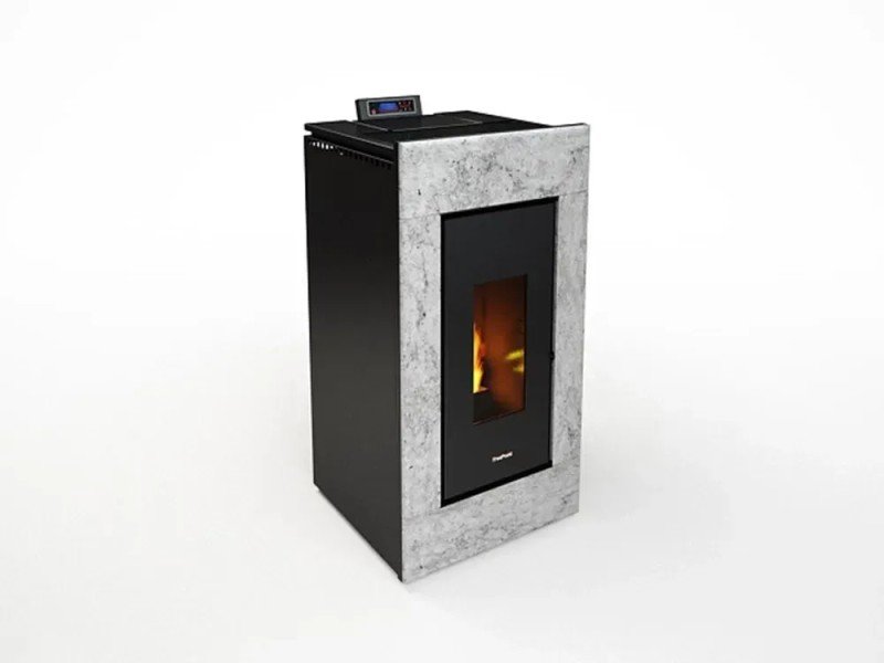 Freepoint Vega salamandra a pellets em pedra natural 10,5 kW com controlo automático