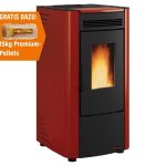Firefix Ketty salamandra a pellets em aço preto-Bordeaux 6,3 kW