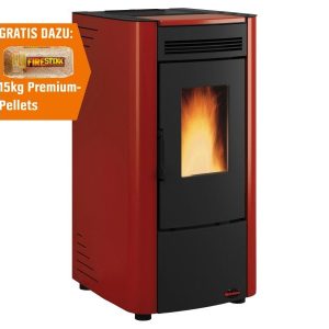 Firefix Ketty salamandra a pellets em aço preto-Bordeaux 6,3 kW