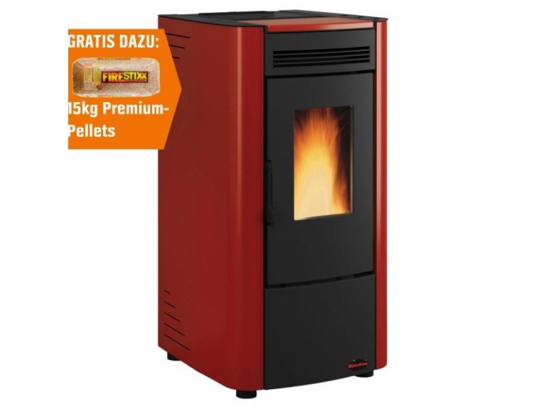 Firefix Ketty salamandra a pellets em aço preto-Bordeaux 6,3 kW