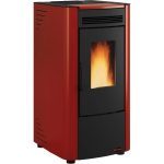 Firefix Ketty salamandra a pellets em aço preto-Bordeaux 6,3 kW