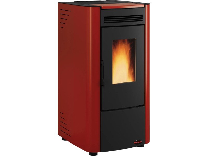 Firefix Ketty salamandra a pellets em aço preto-Bordeaux 6,3 kW