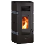Justus Sia salamandra a pellets em aço preto-antracite 8 kW com controlo automático
