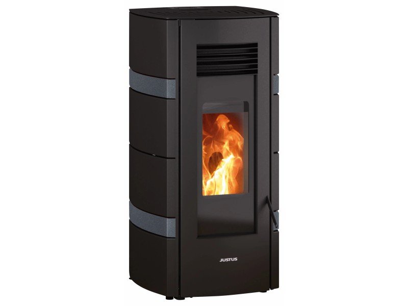 Justus Sia salamandra a pellets em aço preto-antracite 8 kW com controlo automático